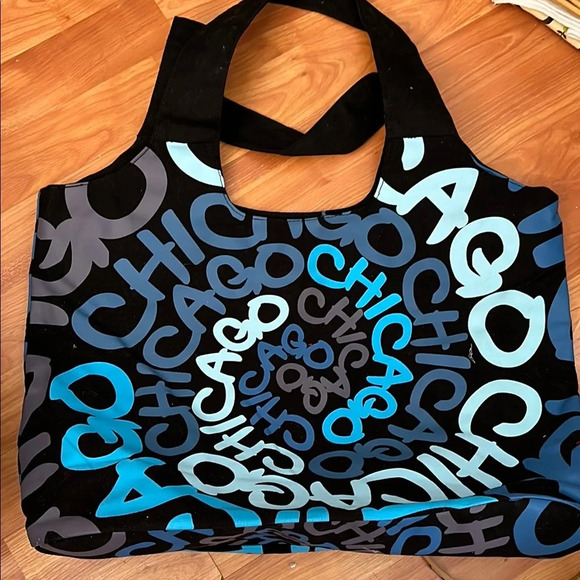 Robin Ruth Chicago Black and Blue Tote Travel Bag - Picture 1 of 5